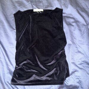 OAK + FORT Velvet Sleeveless Ruched Tank Top XS NWT Black Minimalist